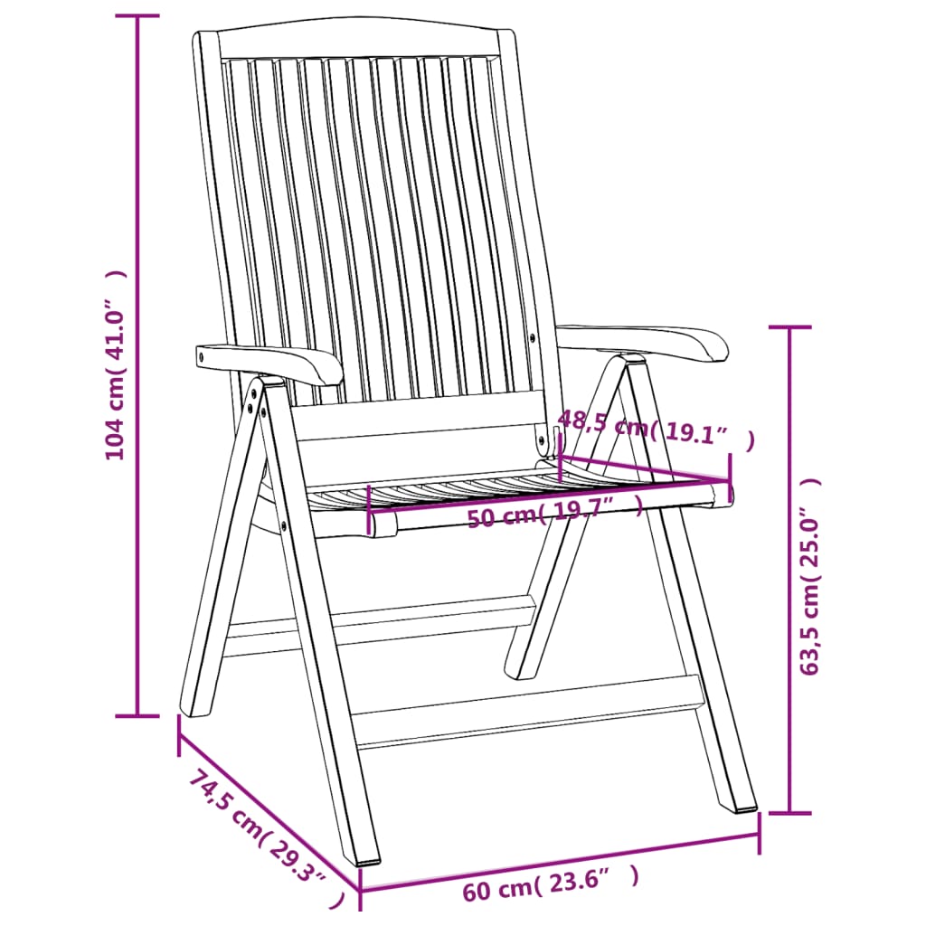 Reclining Garden Chairs 4 Pcs Solid Wood Teak
