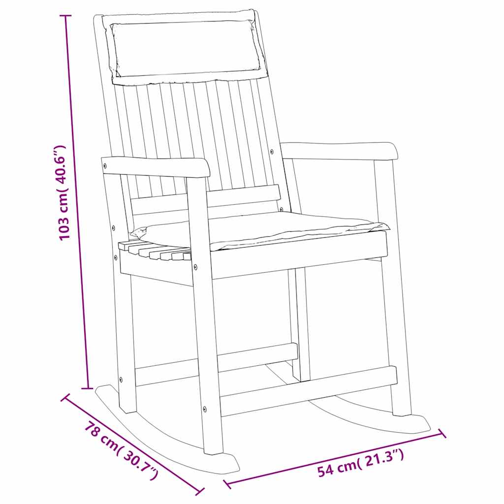 Rocking Chair With Cushions Solid Wood Acacia