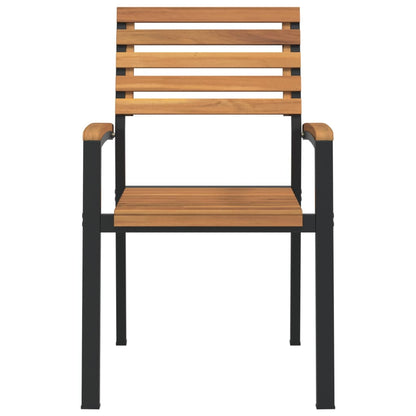 Stackable Garden Chairs 2 Pcs Solid Wood Acacia And Metal