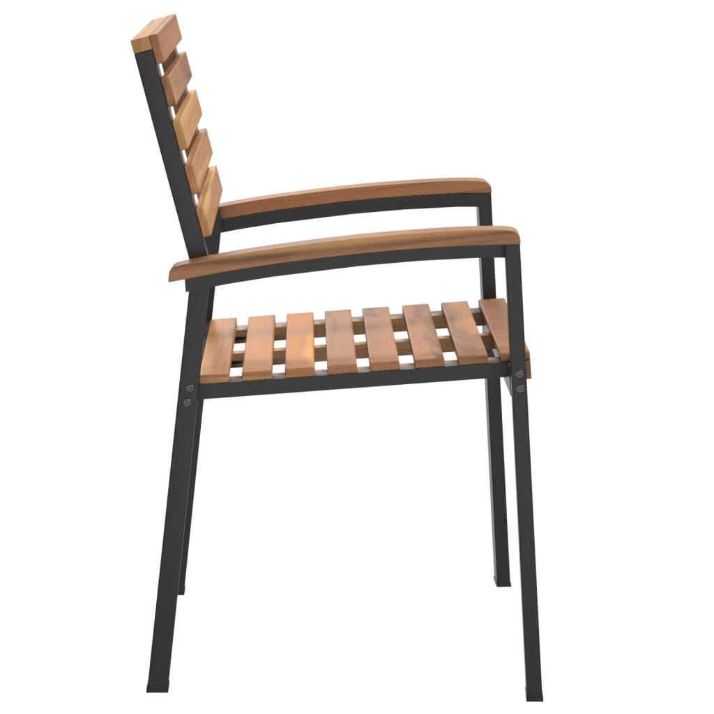Stackable Garden Chairs 2 Pcs Solid Wood Acacia And Metal