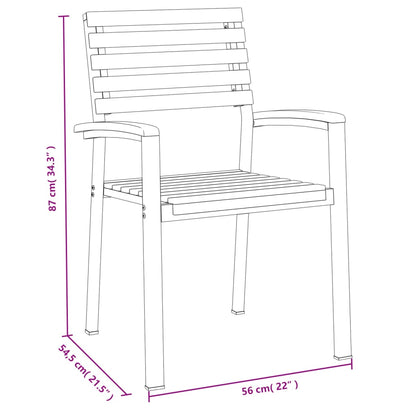 Stackable Garden Chairs 2 Pcs Solid Wood Acacia And Metal