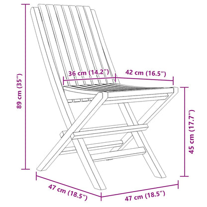 Folding Garden Chairs 2 Pcs 47X47X89 Cm Solid Wood Teak
