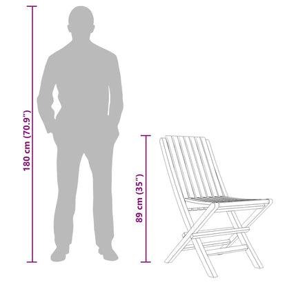 Folding Garden Chairs 2 Pcs 47X47X89 Cm Solid Wood Teak