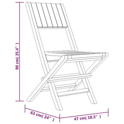 Folding Garden Chairs 2 Pcs 47X61X90 Cm Solid Wood Teak