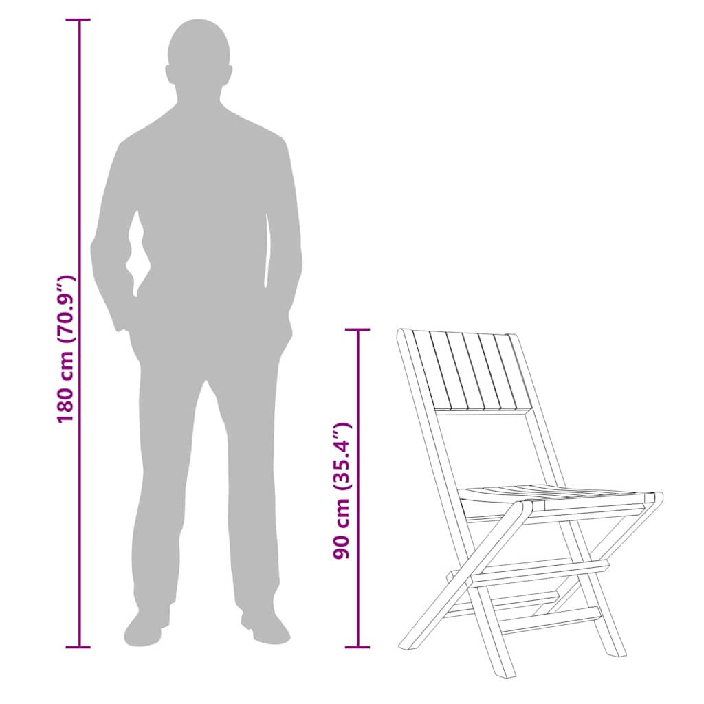 Folding Garden Chairs 2 Pcs 47X61X90 Cm Solid Wood Teak