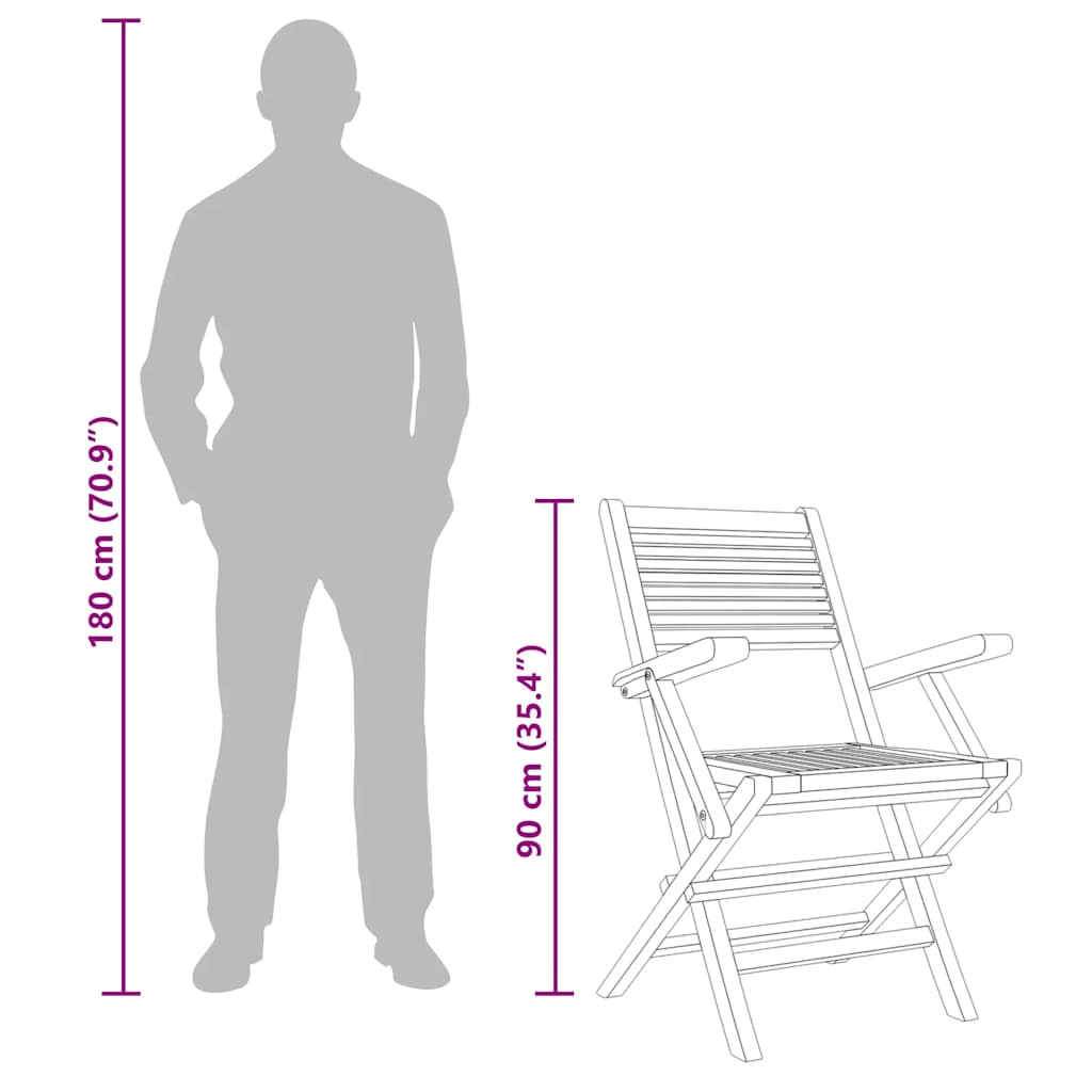 Folding Garden Chairs 2 Pcs 55X62X90 Cm Solid Wood Teak