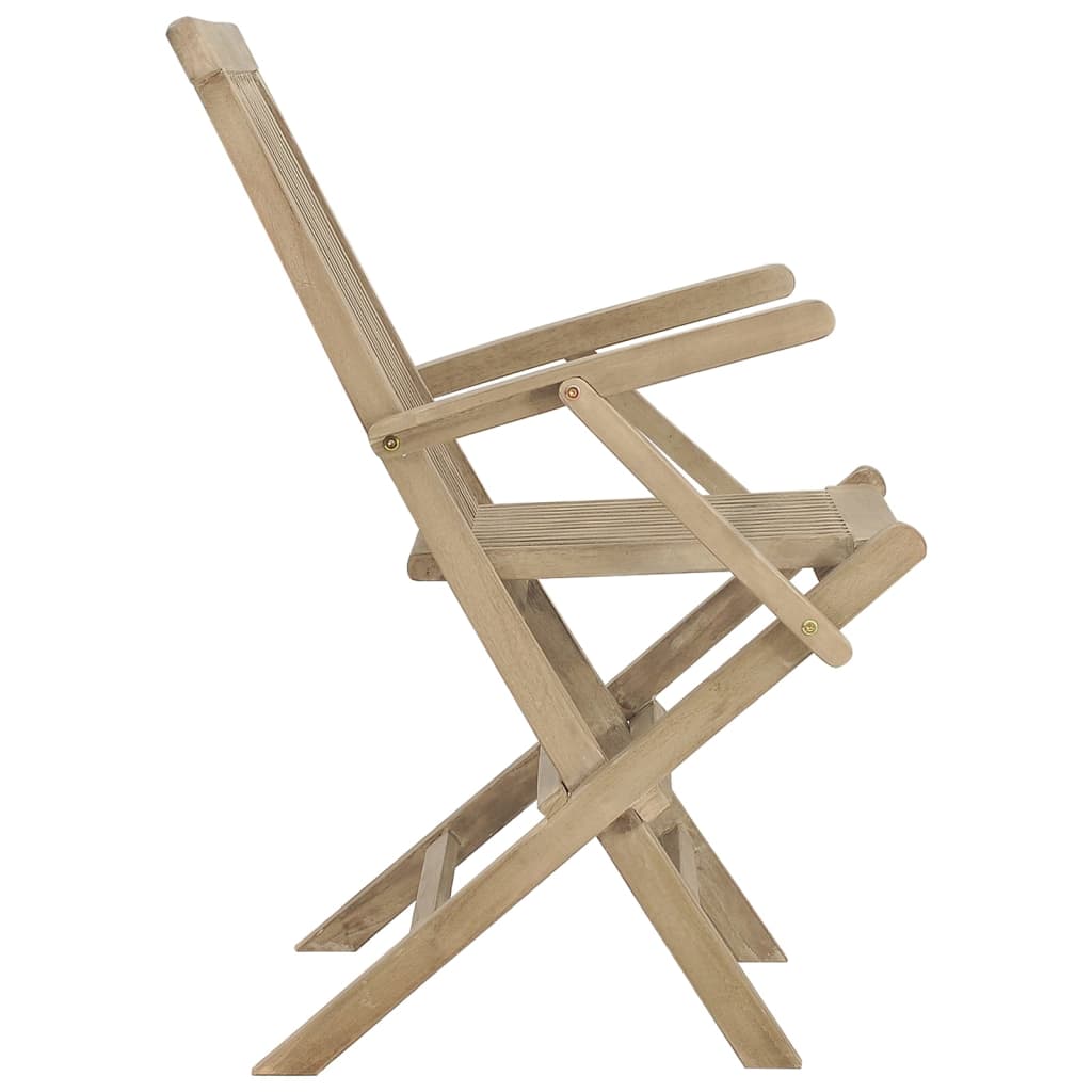 Folding Garden Chairs 2 Pcs Grey 56X61X89 Cm Solid Wood Teak