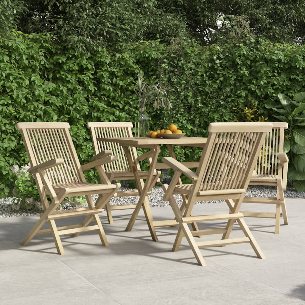 Folding Garden Chairs 2 Pcs Grey 56X61X89 Cm Solid Wood Teak