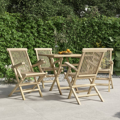 Folding Garden Chairs 2 Pcs Grey 56X61X89 Cm Solid Wood Teak