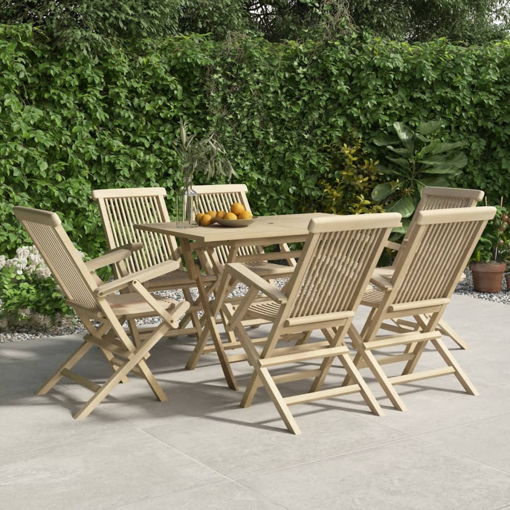 Folding Garden Chairs 2 Pcs Grey 56X61X89 Cm Solid Wood Teak