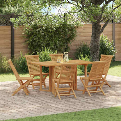 Garden Dining Set 7 Pcs Brown 140 X 80 X 75 Cm Solid Teak Wood