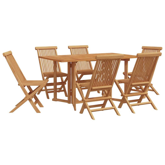 Garden Dining Set 7 Pcs Brown 140 X 80 X 75 Cm Solid Teak Wood