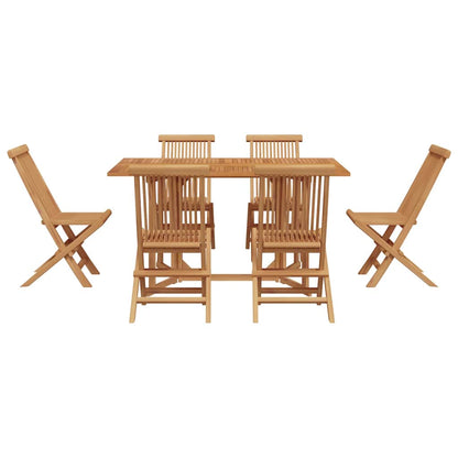Garden Dining Set 7 Pcs Brown 140 X 80 X 75 Cm Solid Teak Wood