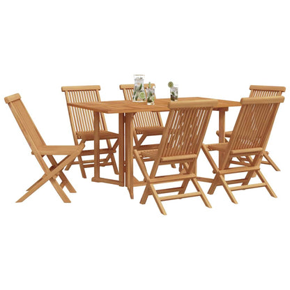 Garden Dining Set 7 Pcs Brown 140 X 80 X 75 Cm Solid Teak Wood