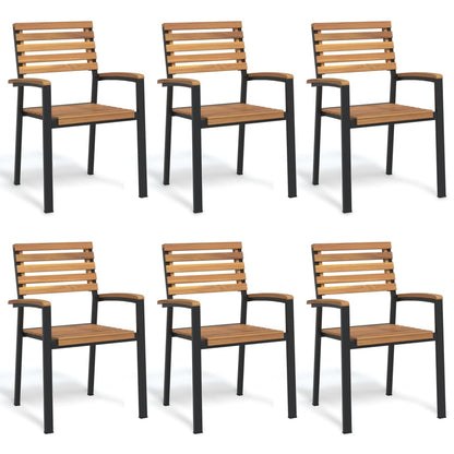 Stackable Garden Chairs 2 Pcs Solid Wood Acacia And Metal