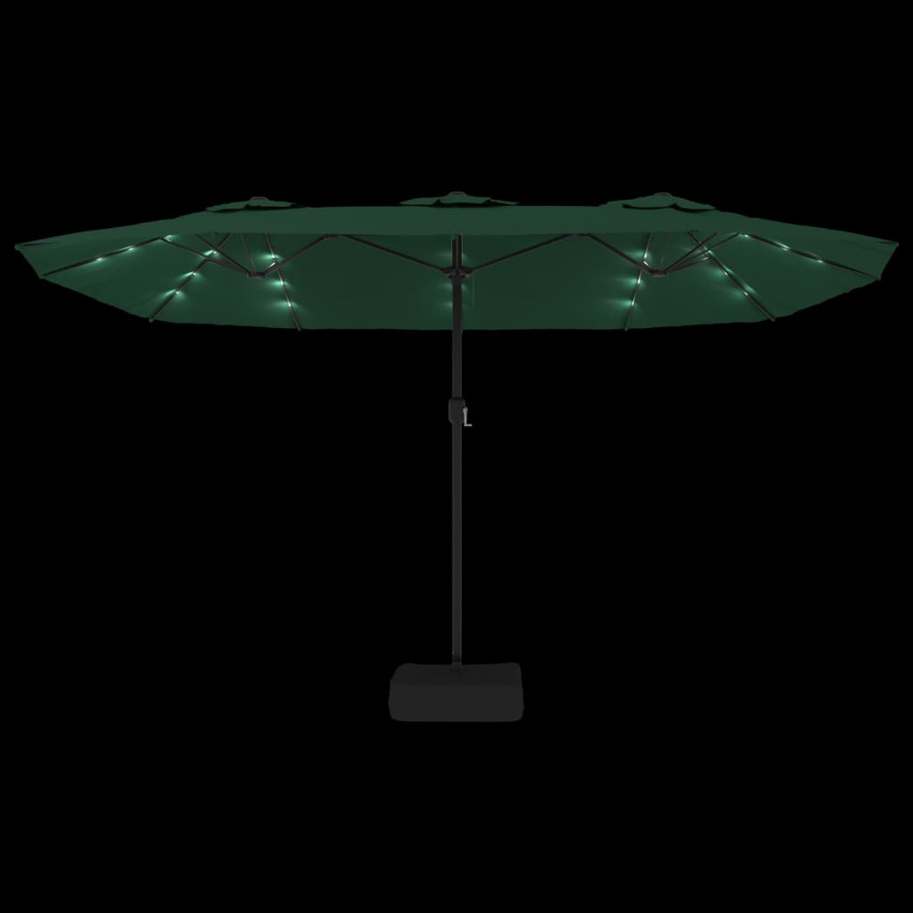 Double-Head Garden Parasol With Leds 449X265 Cm