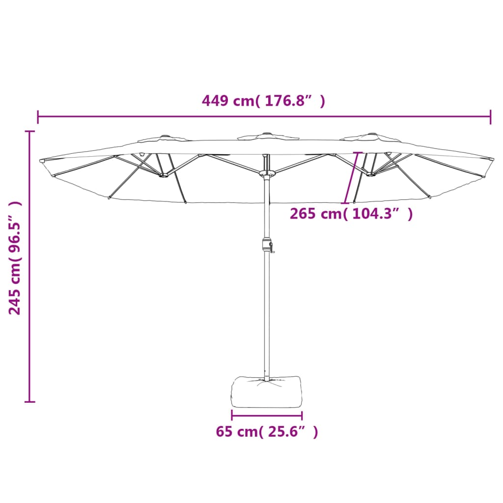 Double-Head Garden Parasol With Leds 449X265 Cm