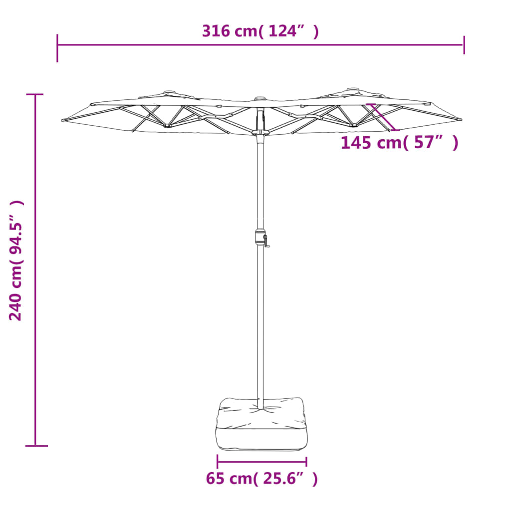 Double-Head Garden Parasol 316X145 Cm
