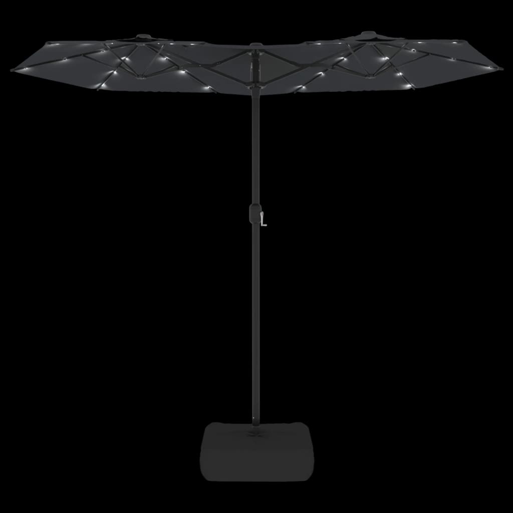 Double-Head Garden Parasol With Leds 316X145 Cm