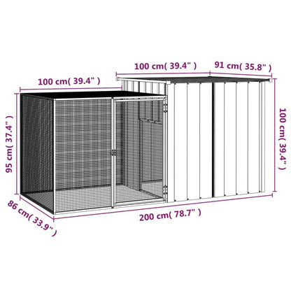 Rabbit Cage 200X91X100 Cm Galvanised Steel