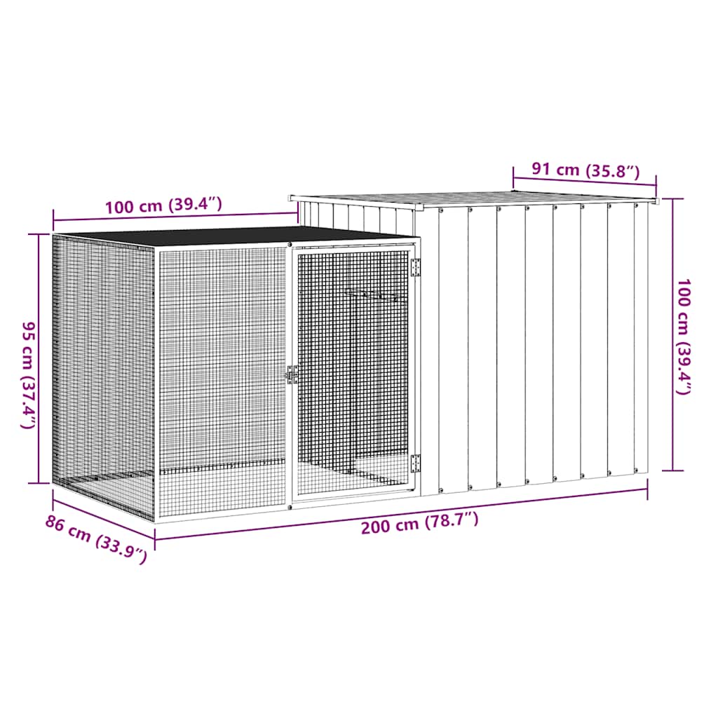 Rabbit Cage 200X91X100 Cm Galvanised Steel