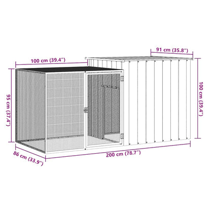 Rabbit Cage 200X91X100 Cm Galvanised Steel