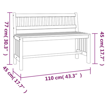 Garden Bench 110 Cm Solid Wood Eucalyptus