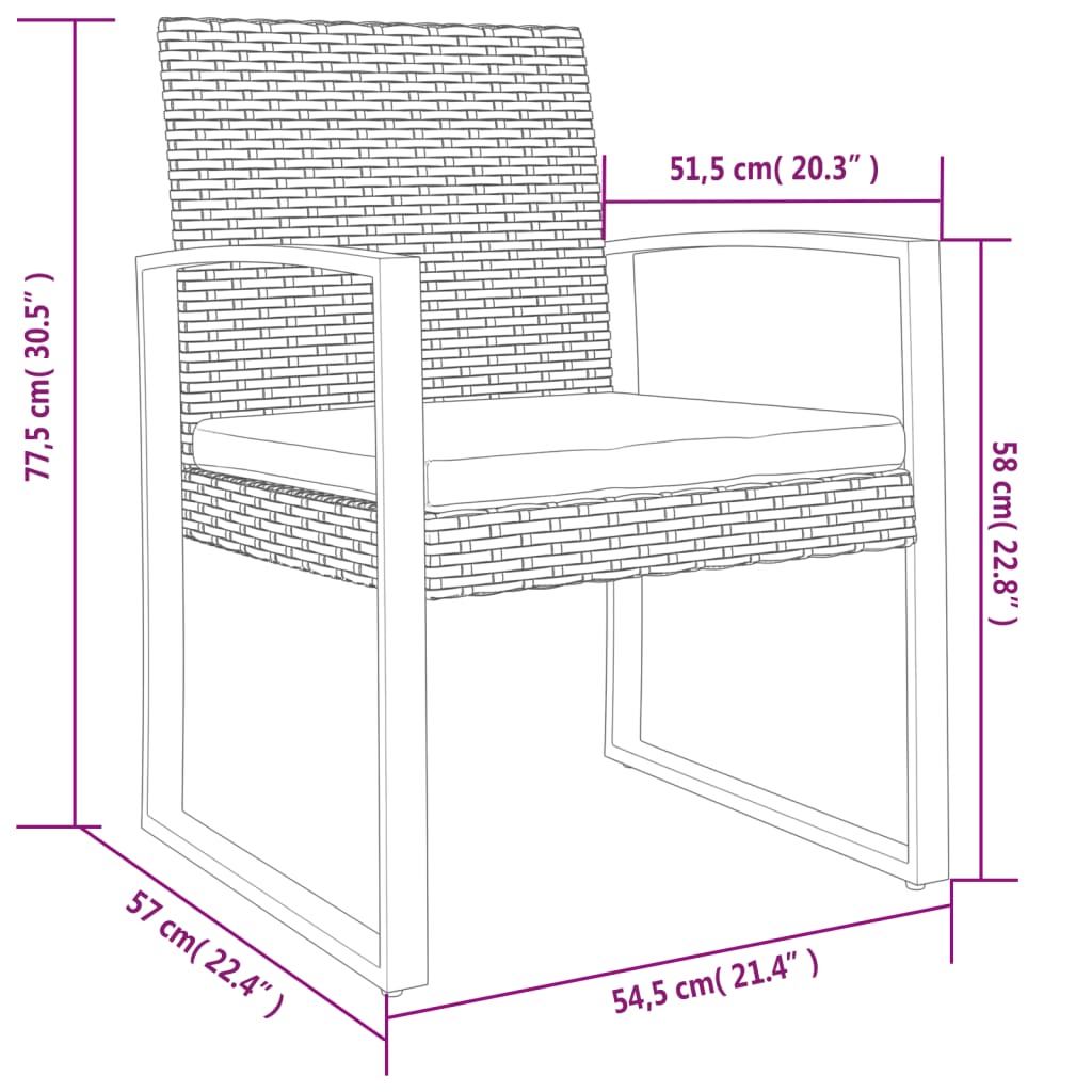 Garden Dining Chairs 2 Pcs Pp Rattan