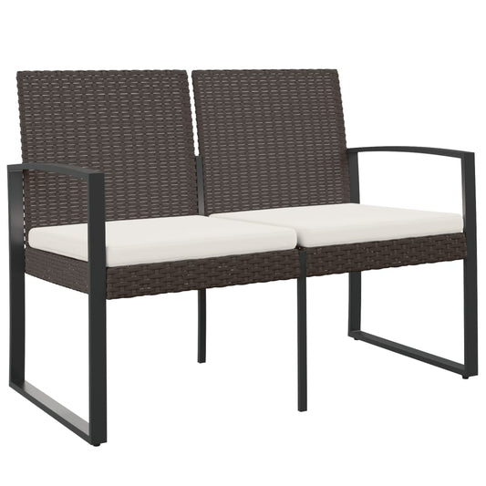 2-Seater Garden Bench With Cushions Pp Rattan