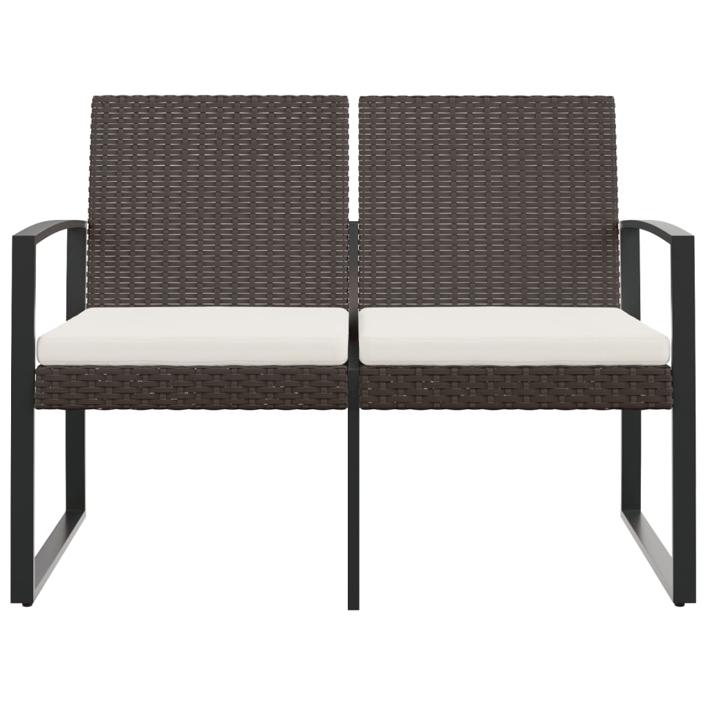 2-Seater Garden Bench With Cushions Pp Rattan
