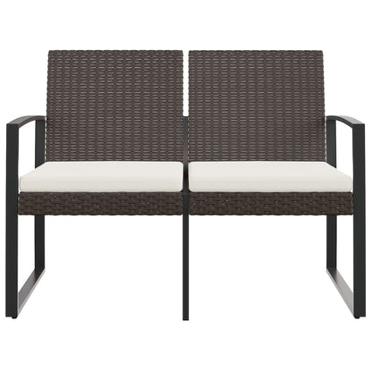 2-Seater Garden Bench With Cushions Pp Rattan