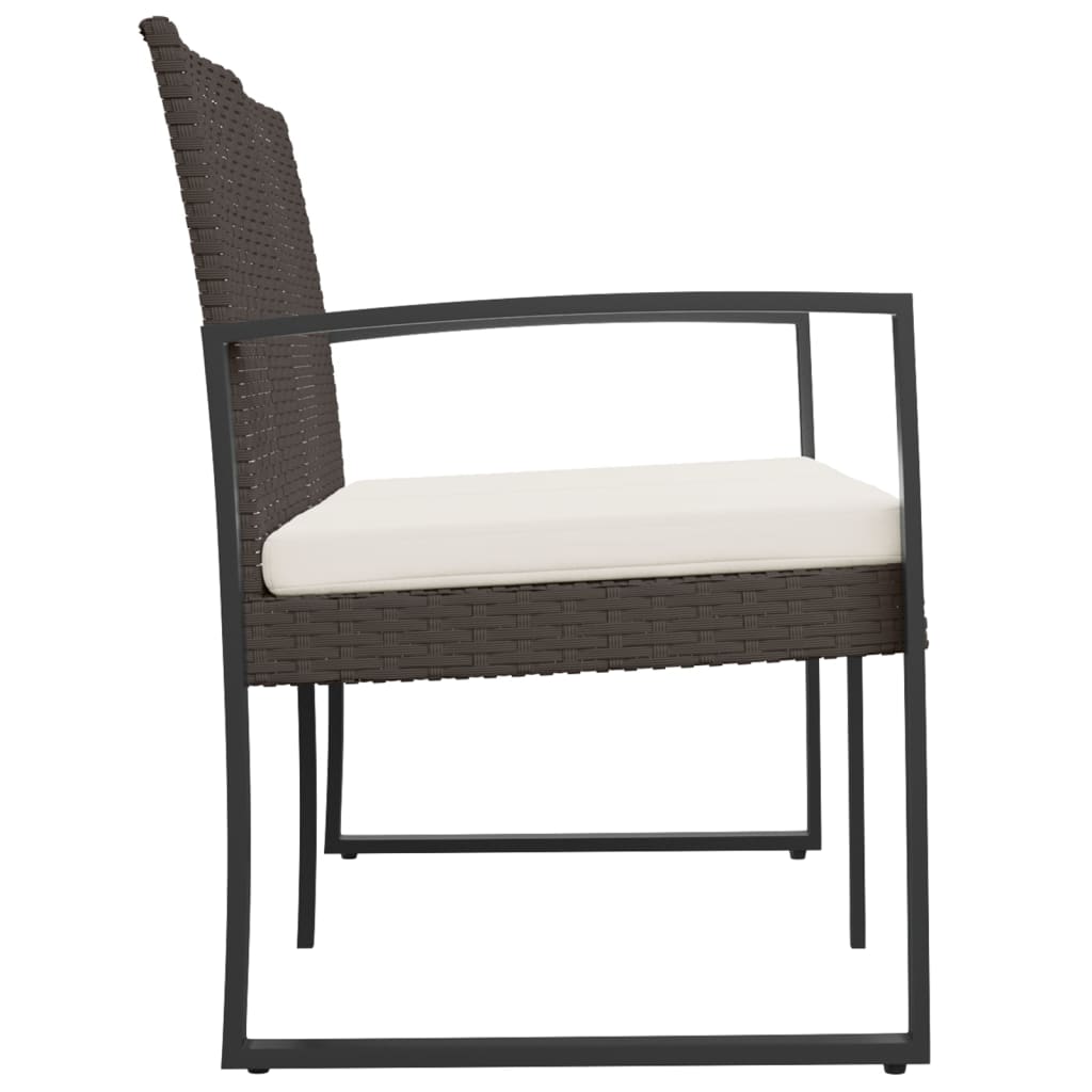 2-Seater Garden Bench With Cushions Pp Rattan