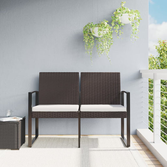 2-Seater Garden Bench With Cushions Pp Rattan
