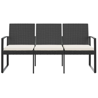 3-Seater Garden Bench With Cushions Pp Rattan