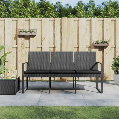 3-Seater Garden Bench With Cushions Pp Rattan