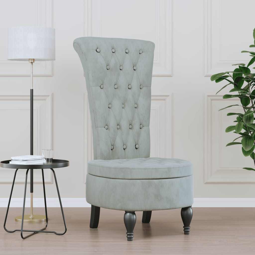 High Back Chair Velvet Button Design