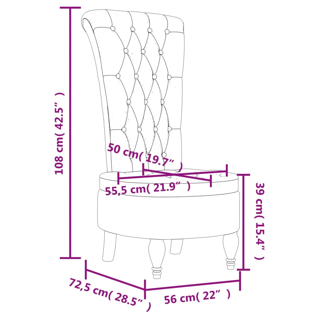 High Back Chair Velvet Button Design