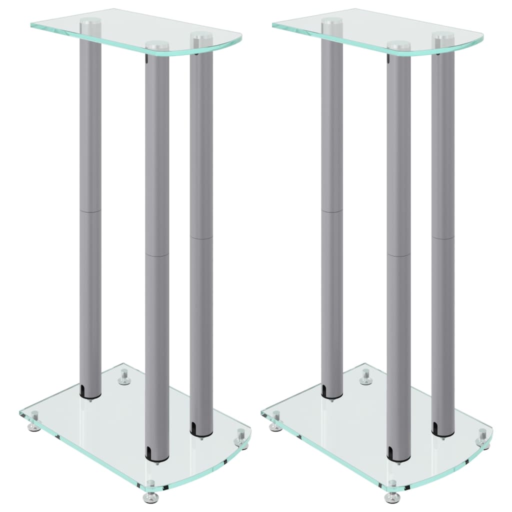 Speaker Stands 2 Pcs Tempered Glass 3 Pillars Design