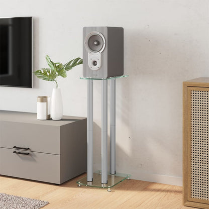 Speaker Stands 2 Pcs Tempered Glass 3 Pillars Design