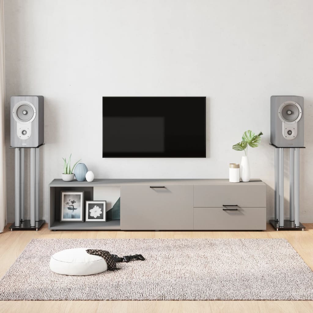 Speaker Stands 2Pcs Tempered Glass 4 Pillars Design