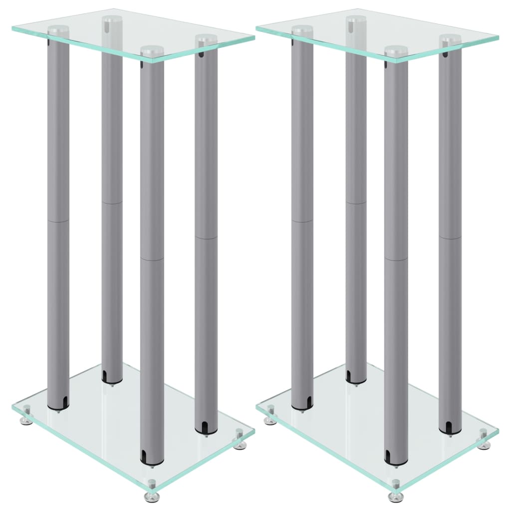 Speaker Stands 2Pcs Tempered Glass 4 Pillars Design
