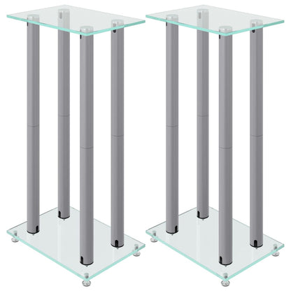 Speaker Stands 2Pcs Tempered Glass 4 Pillars Design