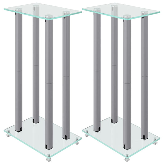 Speaker Stands 2Pcs Tempered Glass 4 Pillars Design