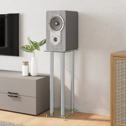 Speaker Stands 2Pcs Tempered Glass 4 Pillars Design