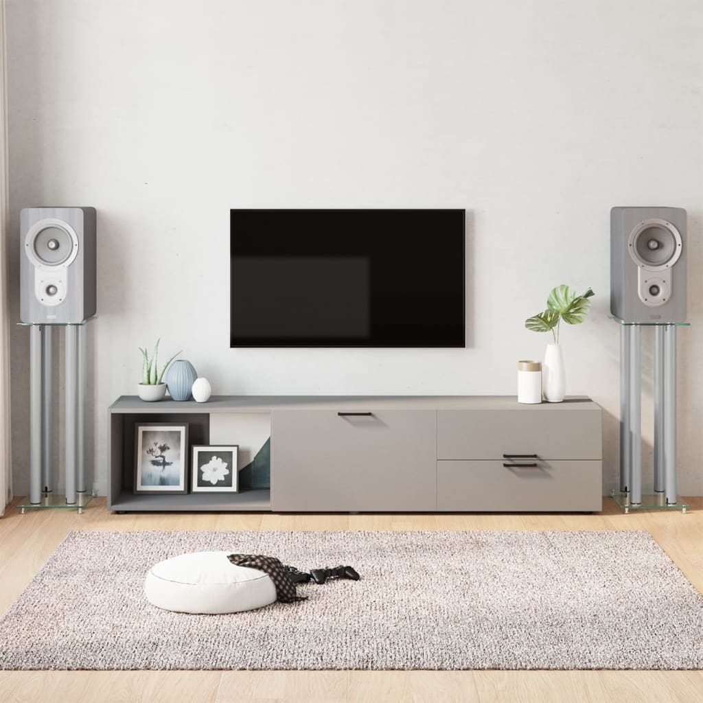Speaker Stands 2Pcs Tempered Glass 4 Pillars Design
