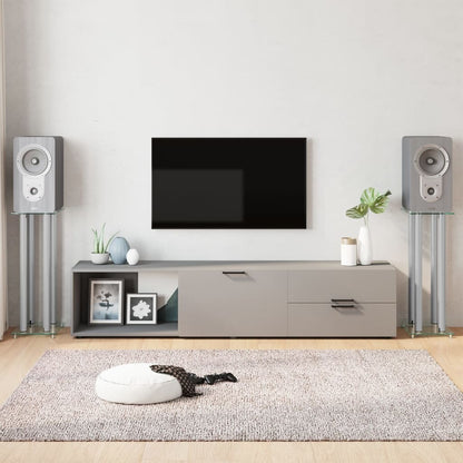 Speaker Stands 2Pcs Tempered Glass 4 Pillars Design