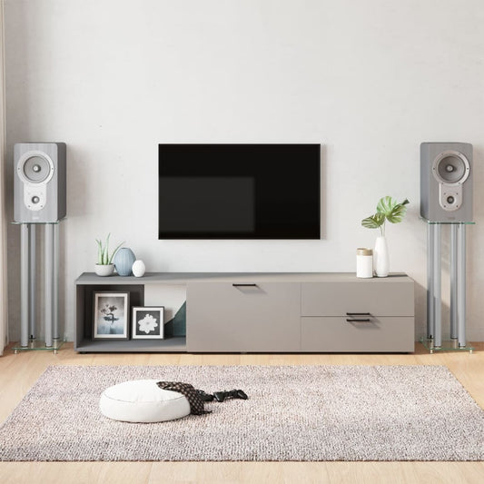 Speaker Stands 2Pcs Tempered Glass 4 Pillars Design