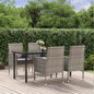 5 Piece Garden Dining Set With Cushions Black Poly Rattan