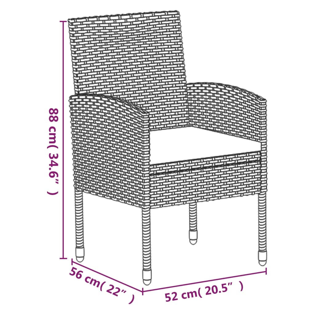 5 Piece Garden Dining Set With Cushions Black Poly Rattan