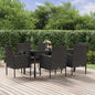 5 Piece Garden Dining Set With Cushions Black Poly Rattan